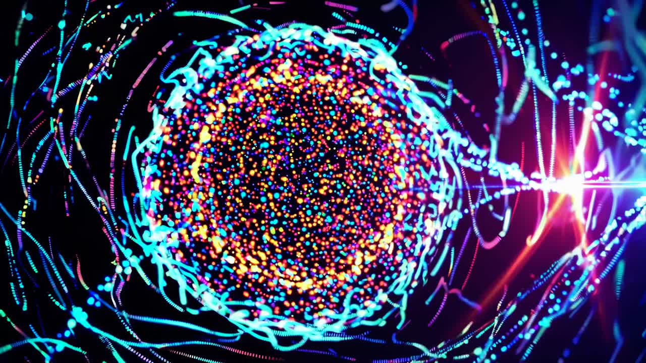 Abstract Colorful Sphere with Glowing Particles
