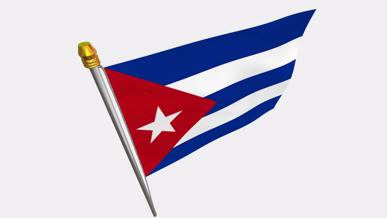 Video in loop della bandiera di Cuba che sventola al vento, video in slow motion 4K, con canale Alpha