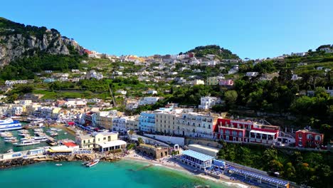 aerial view of island capri during summer in italy - drone shot