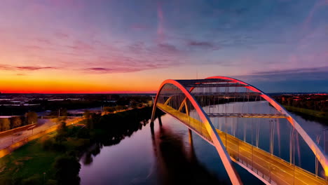 vibrant sunset over nashville's korean veterans bridge