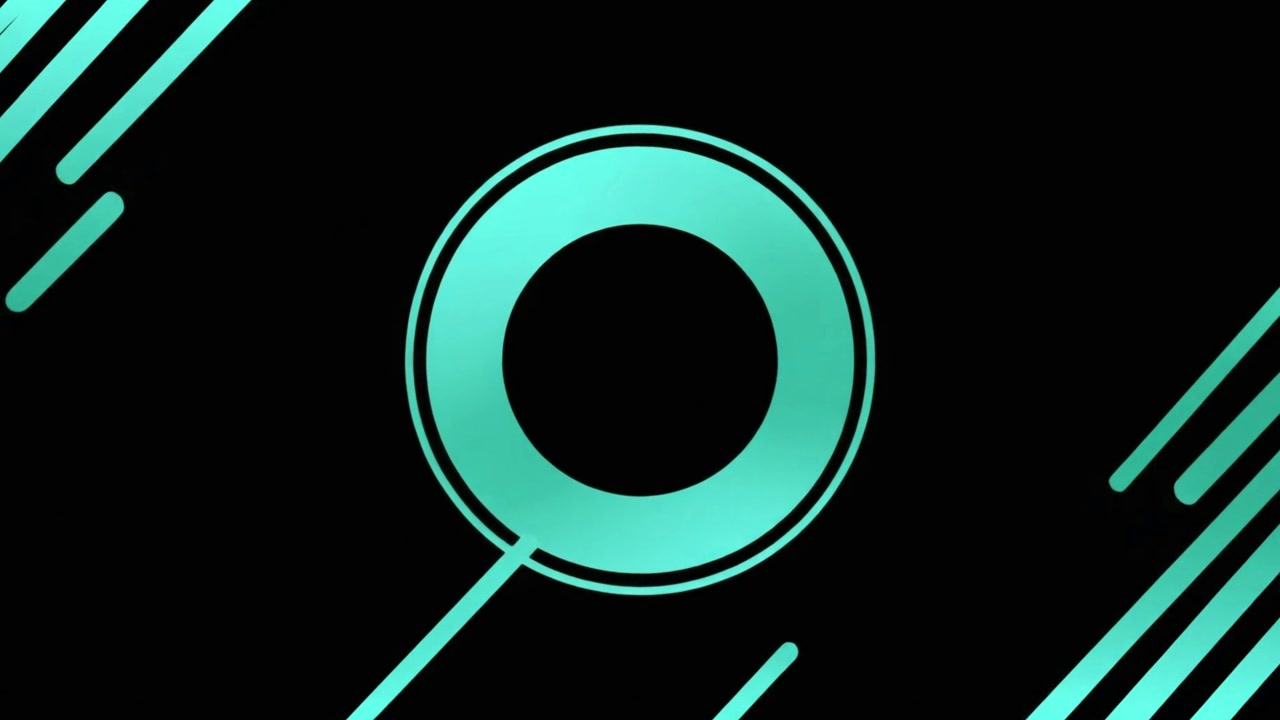Abstract Motion Graphics with Cyan Concentric Circles and Lines