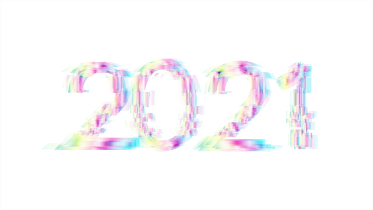 el nuevo año 2021 holográfico de fondo de movimiento de glitch