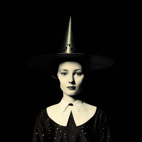 vintage witch portrait animation isolated asset, transparent 4k video, alpha channel, prores 4444
