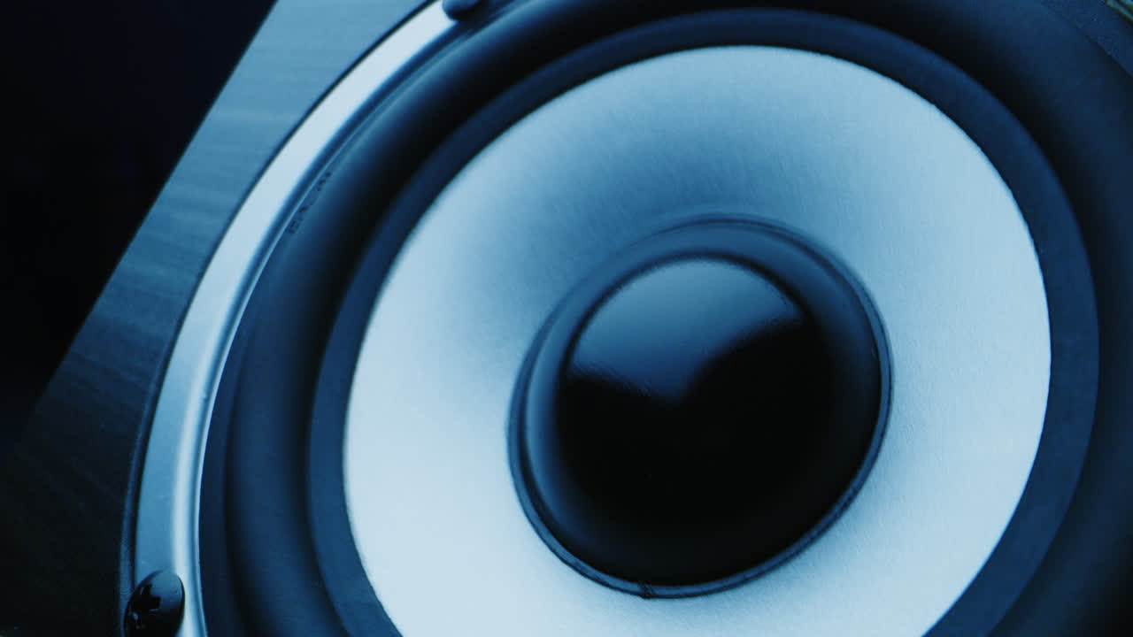 pulsating Subwoofer Macro View Extreme Closeup of a Subwoofer Pulsating 8k U Shot