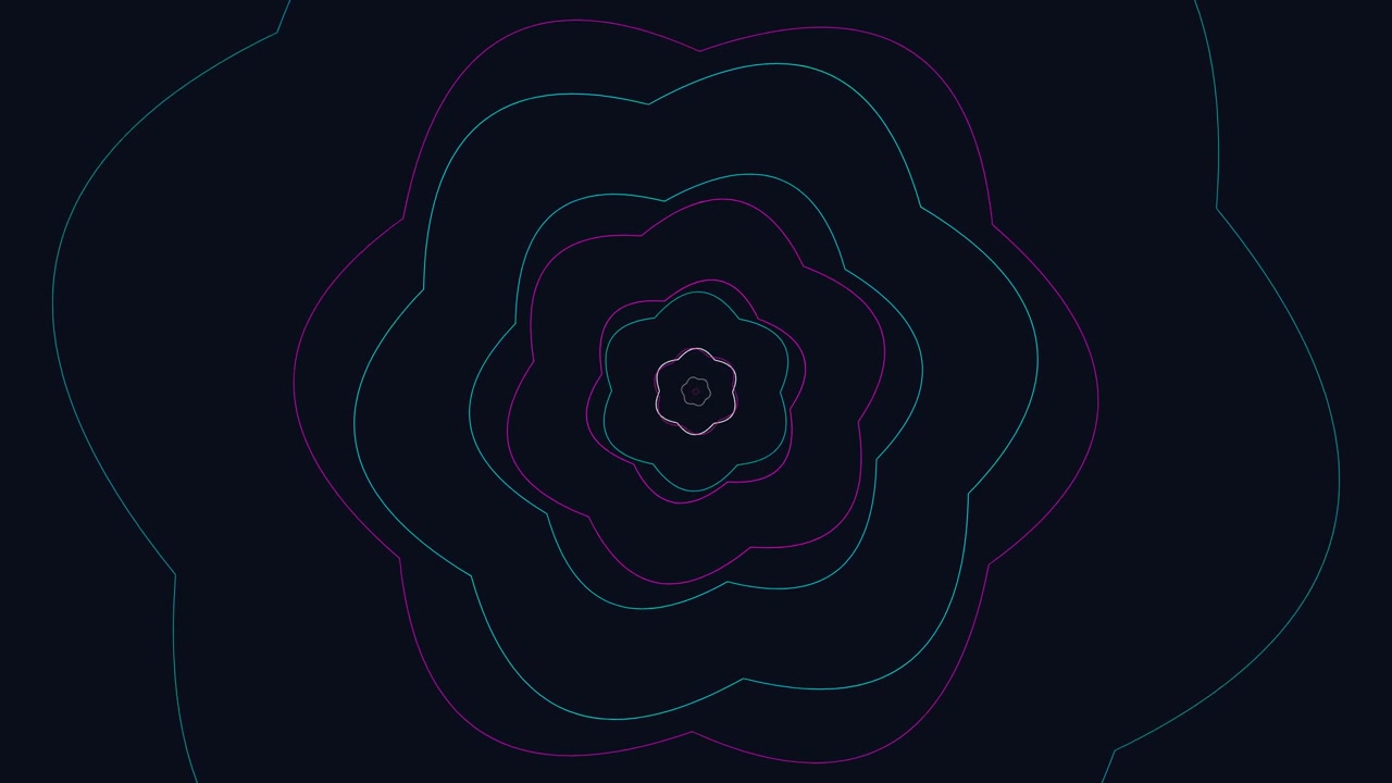 Abstracte Pulserende Bloemvorm Animatie met Neonlijnen