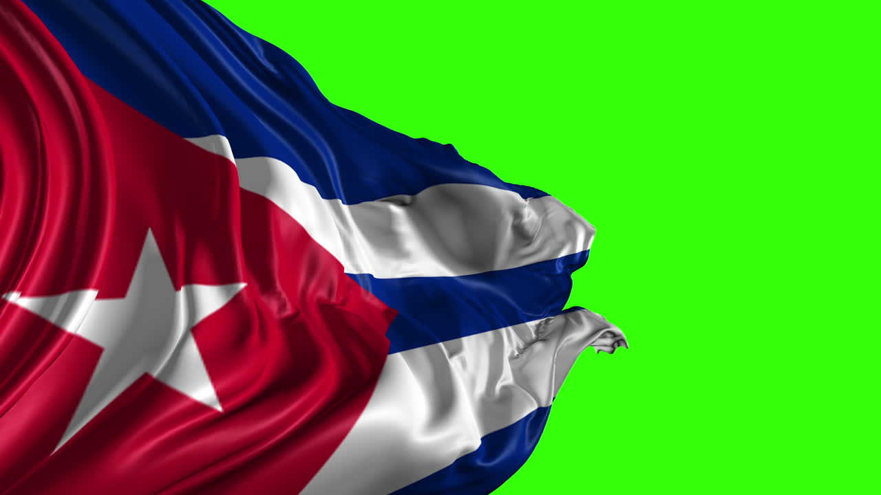 Cuban Flag on Green Screen