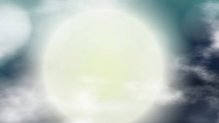 Ethereal clouds drift forward through a bright glowing sun in a seamless looping animation.