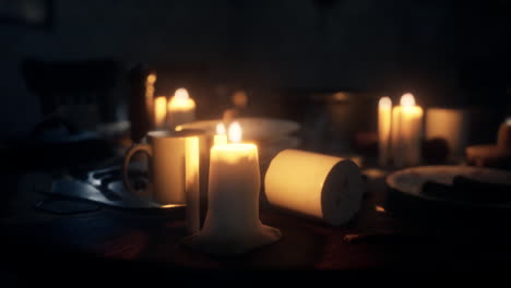 candlelit dinner table at night