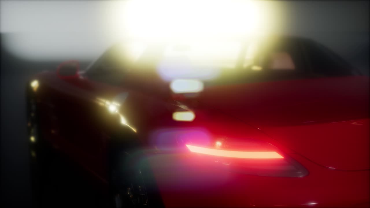 coche deportivo de lujo en un estudio oscuro con luces brillantes