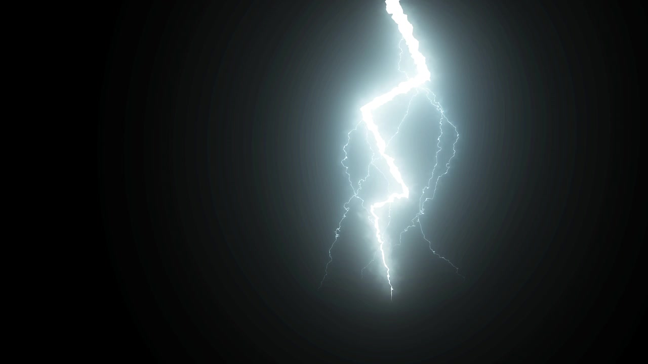 Fulmini elettrici dinamici che lampeggiano su schermo scuro
