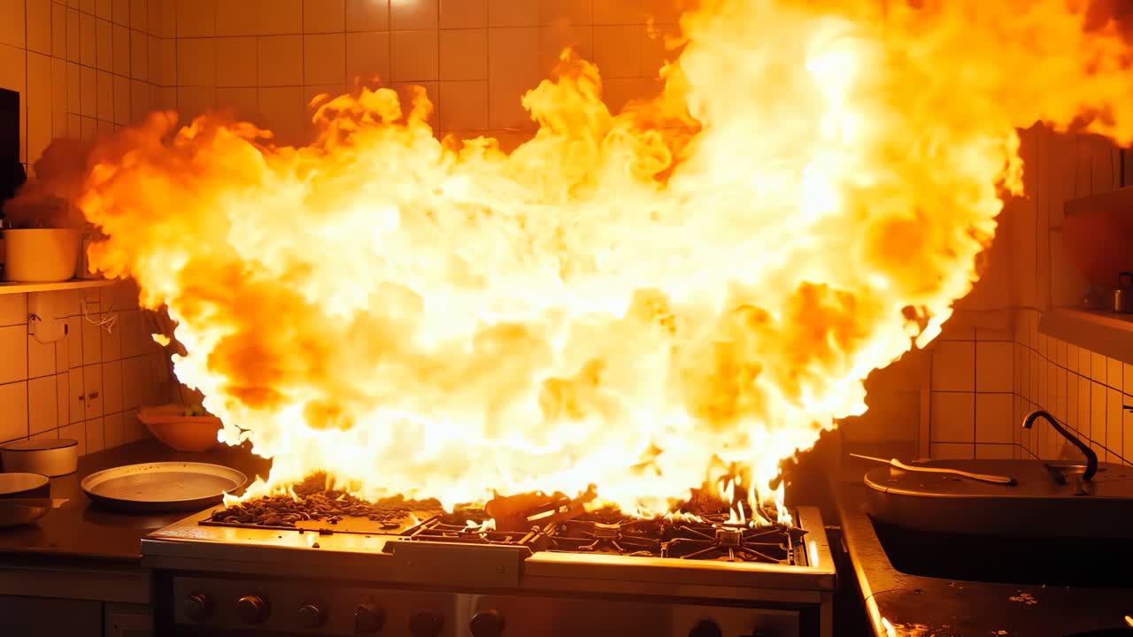 큰 불이 부에서 불타고 있다