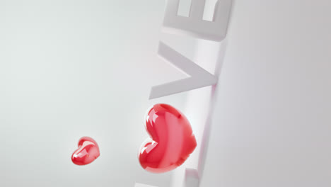 white love letters sign with the red heart instead of "o" letter