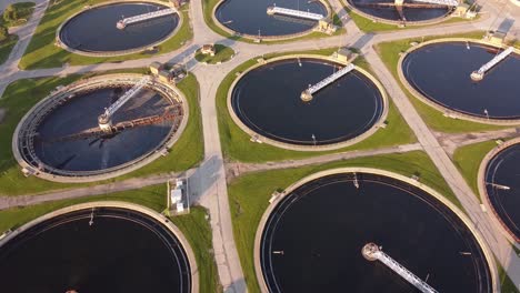 Aerial-View-Of-Industrial-Water-Treatment-Plant-In-Detroit,-Michigan---drone-shot