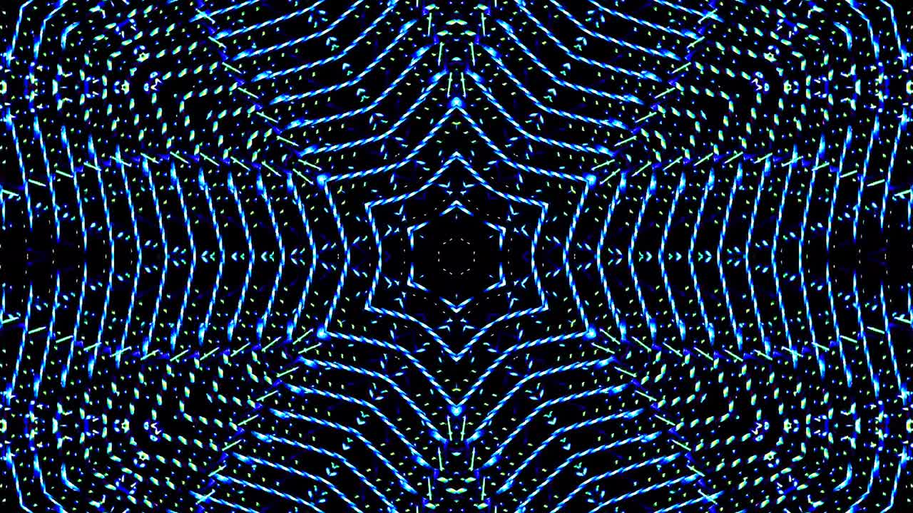 shining bright lines set blue wave motion, colorful, on black background