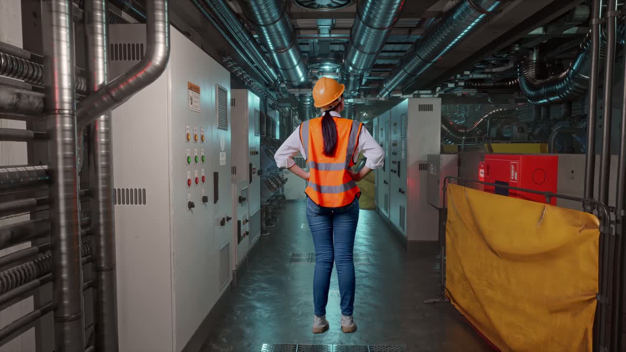 ingeniera en una instalación industrial