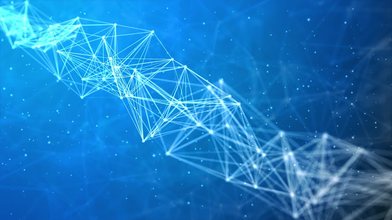 Abstract futuristic - Molecules technology with polygonal shapes on dark Loop background.