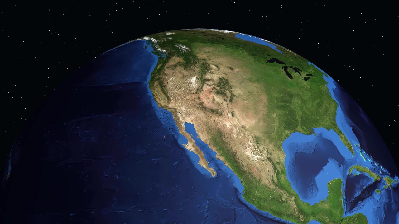 Digital globe rotates and zooms into North America, highlighting Glendale Arizona with informational text