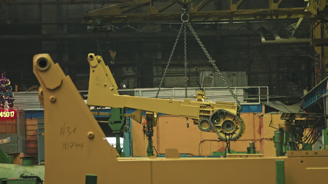 Crane Lifting Tractor Details In Air