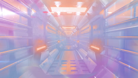 glowing lights and vibrant colors creating sci-fi animation in futuristic corridor