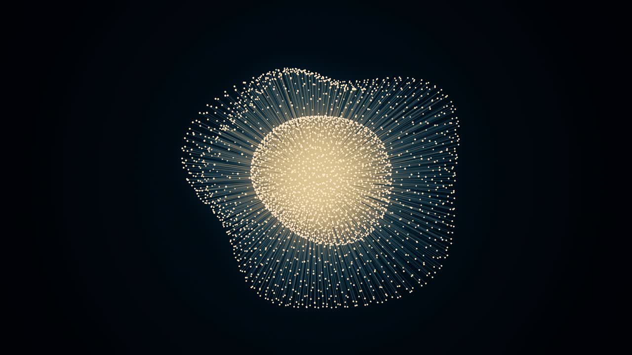 metamorphose of amorphous shape from dots and lines, abstract animation of future shape 4K
