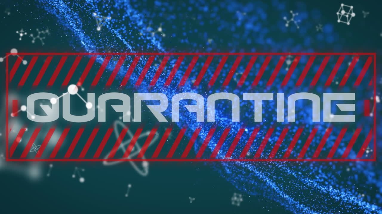 분자 구조 위의 격리 텍스트 배너와 녹색 배경에 있는 보라색 디지털 파동