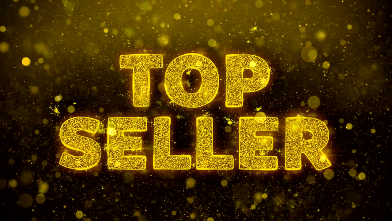 골든 글리터 반이는 입자 애니메이션에 대한 최고 판매자 텍스트