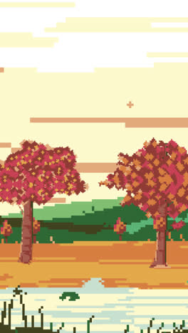 paisaje de arte de píxeles de otoño