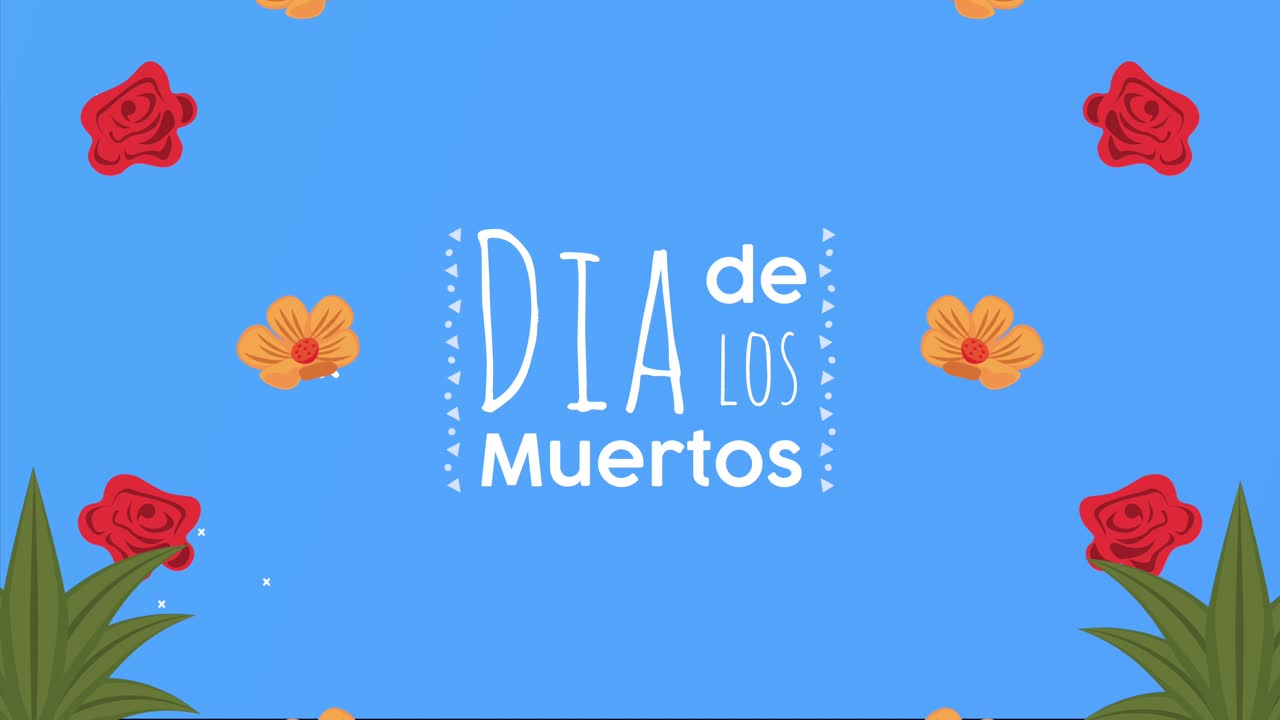 dia de los muertos celebración de letras con patrón de flores