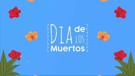 dia de los muertos celebración de letras con patrón de flores