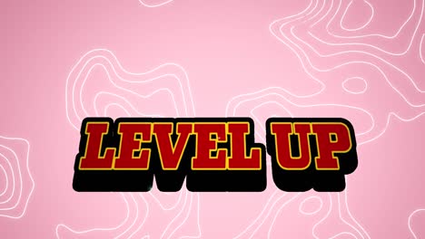 animación digital del texto de nivel superior contra la topografía en fondo rosa