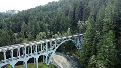 usa, or, florence, hecata head, 2024-11-25 - drone view of cape creek bridge on highway 101