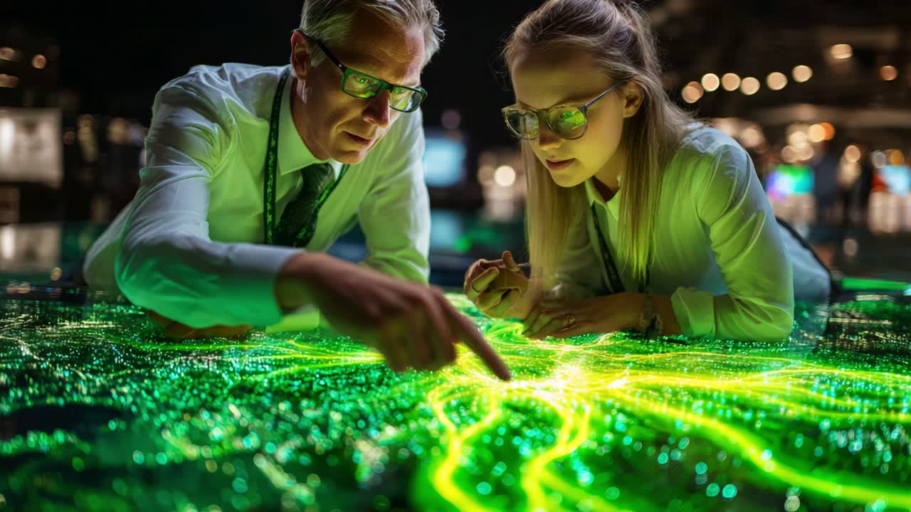 A Detailed Analysis of Urban Networks: Two Professionals Engage in a Deep Investigation, Utilizing Advanced Technology to Examine a Digital Map of City Infrastructure and Connectivity