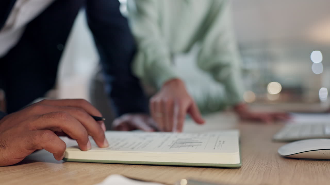 Writing, planning and hands of business people