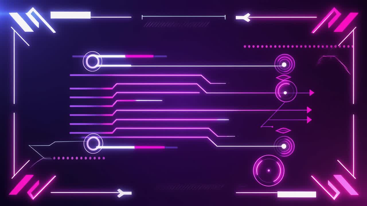 Futuristic HUD Display with Glowing Purple and Pink Elements