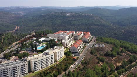 aerial view of mountaintop apartment complex