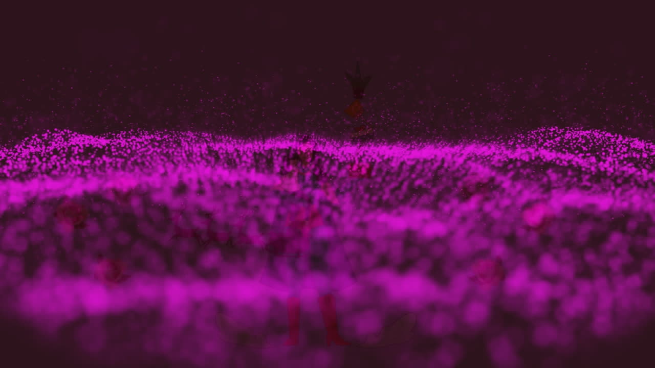 Animazione di un'onda di punti in movimento su sfondo nero.
