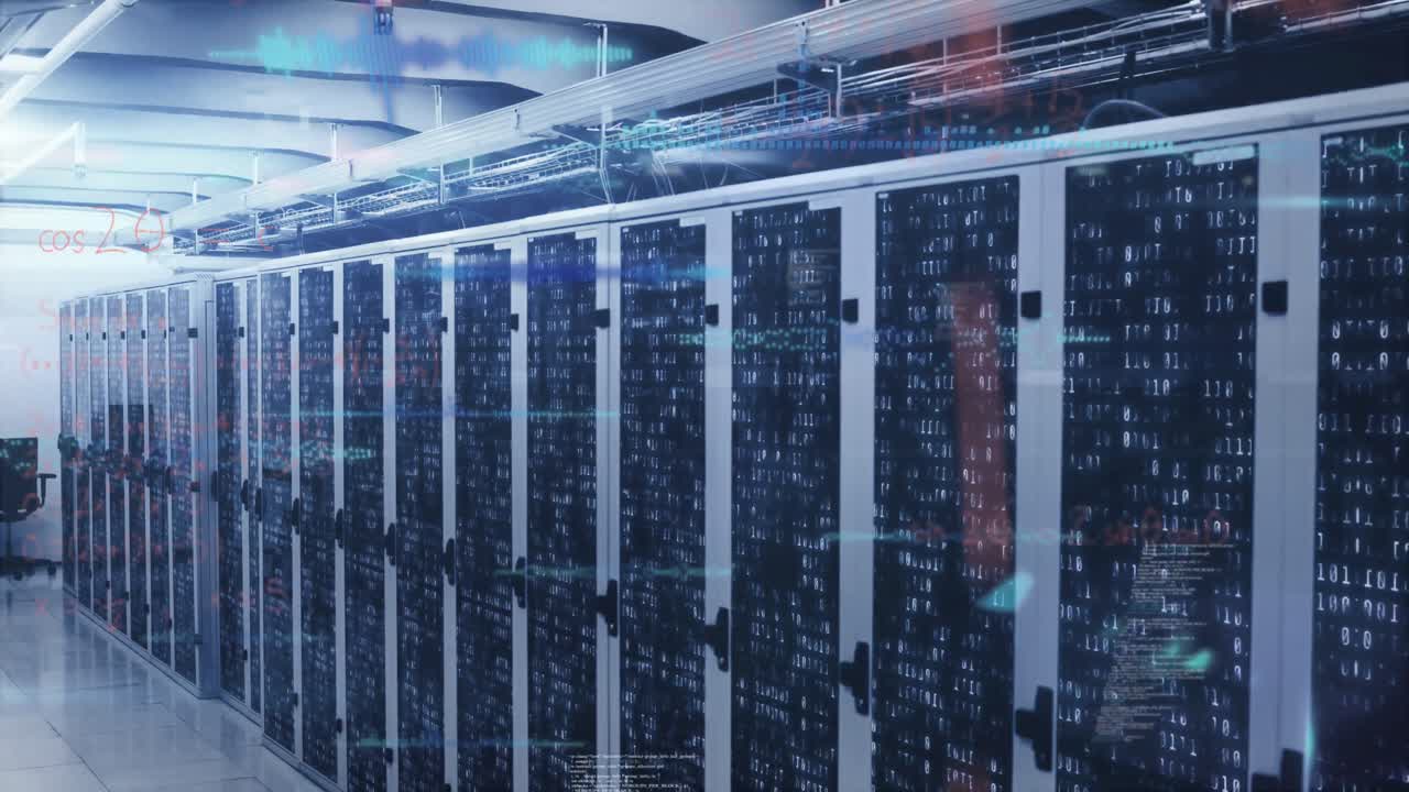 Animation of data processing over server room
