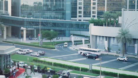 dubai cityscape with traffic and buildings