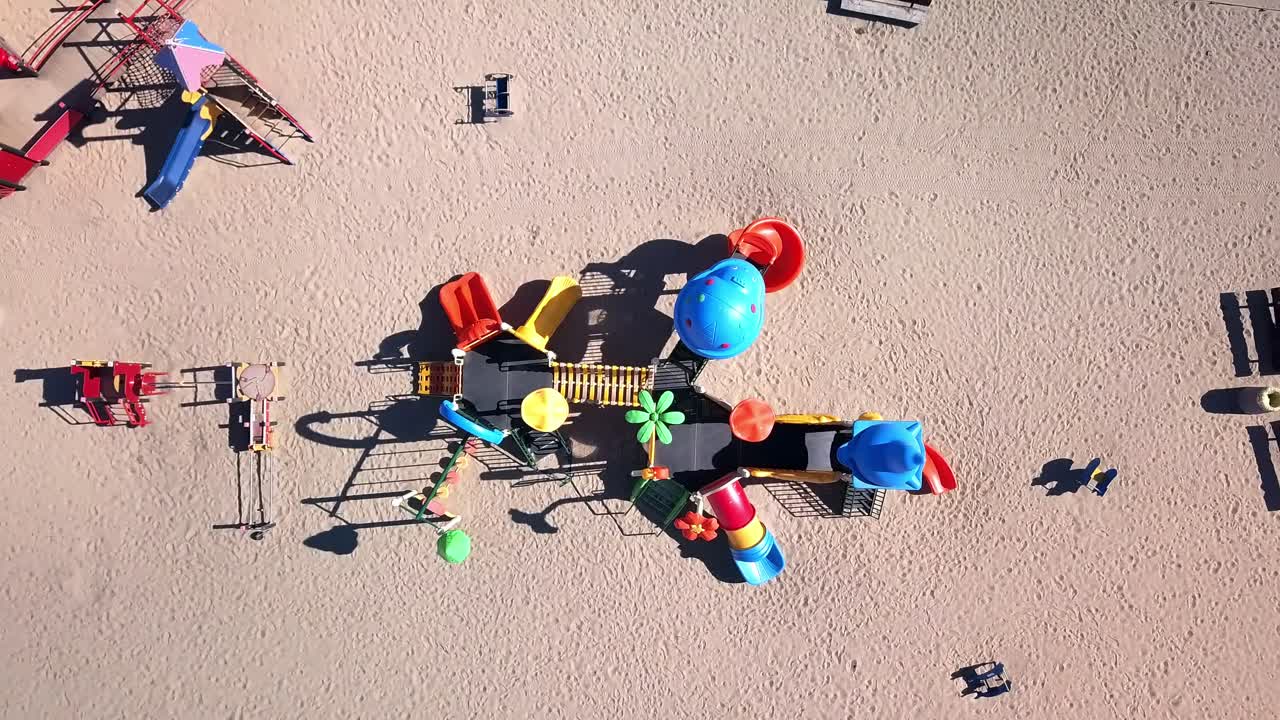 Empty Playground Aerial. Public Playground Closed Because of Coronavirus.