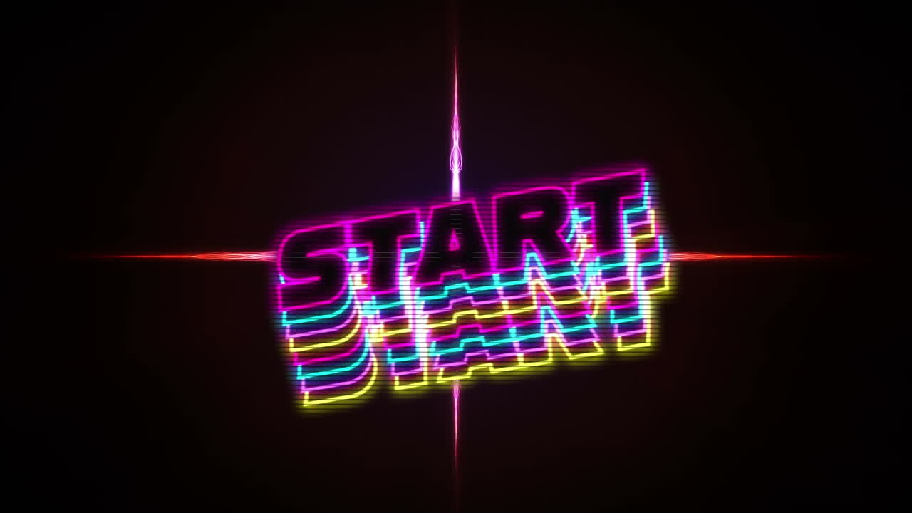 animación del texto de inicio sobre luz roja sobre fondo negro