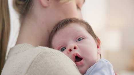 Baby,-yawn-and-calm-with-tired-newborn