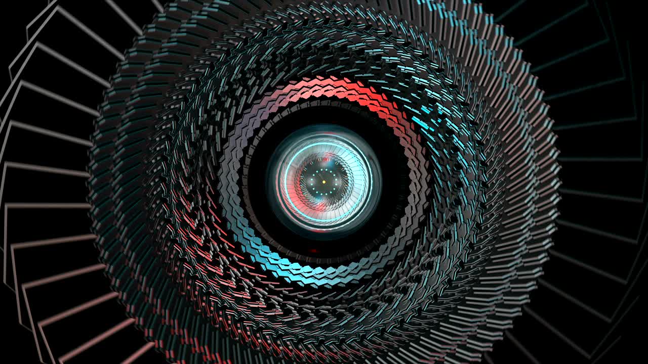 Motion Graphic hi-tech circle, robotic mechanical eye. Loop. Alpha included.