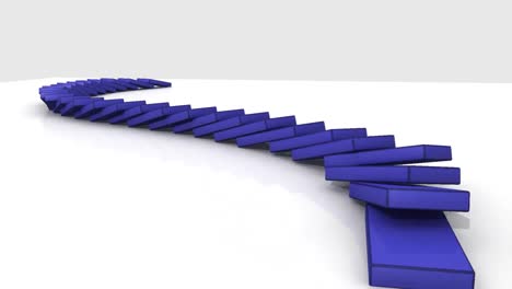 dominos azules en 3d de pie contra un fondo blanco