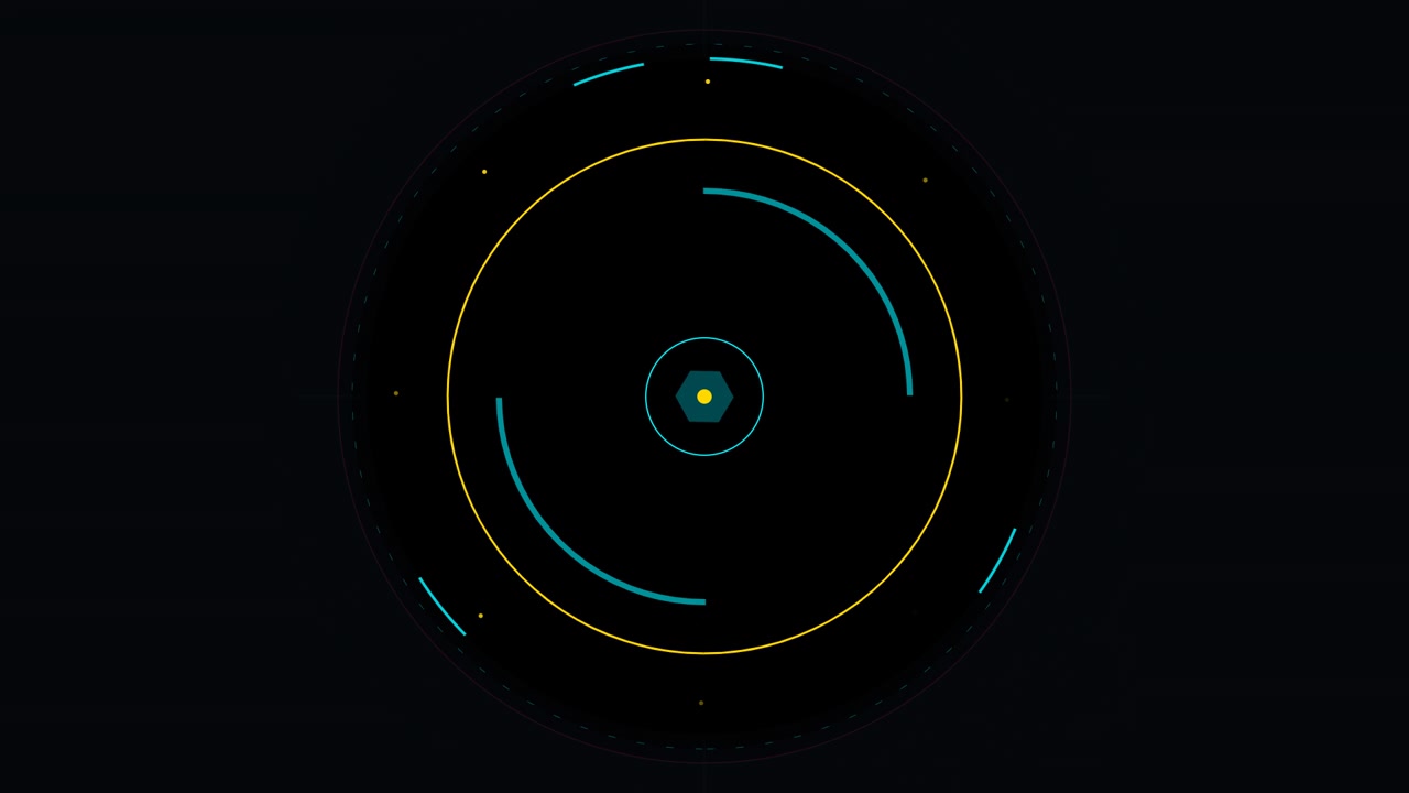 Abstract Digital HUD Interface with Rotating Circular Elements