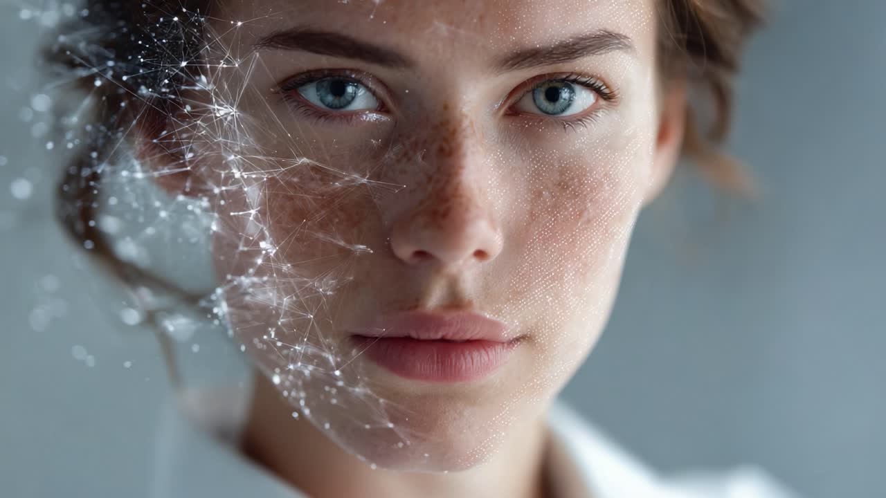 A Captivating Transformation: The Journey of a Digital Portrait with Evolving Features and an Intriguing Fusion of Human Essence and Technology