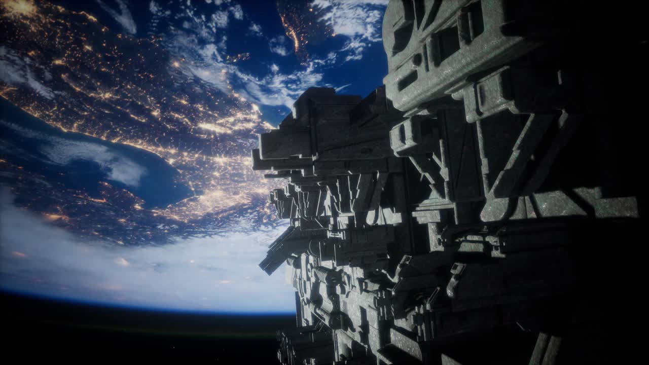 космический корабль с видом на космос и планету земля