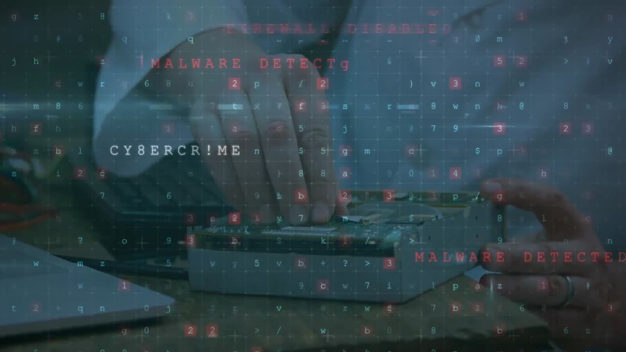 실험실에서 일하는 과학자에 대한 사이버 공격 경고의 애니메이션