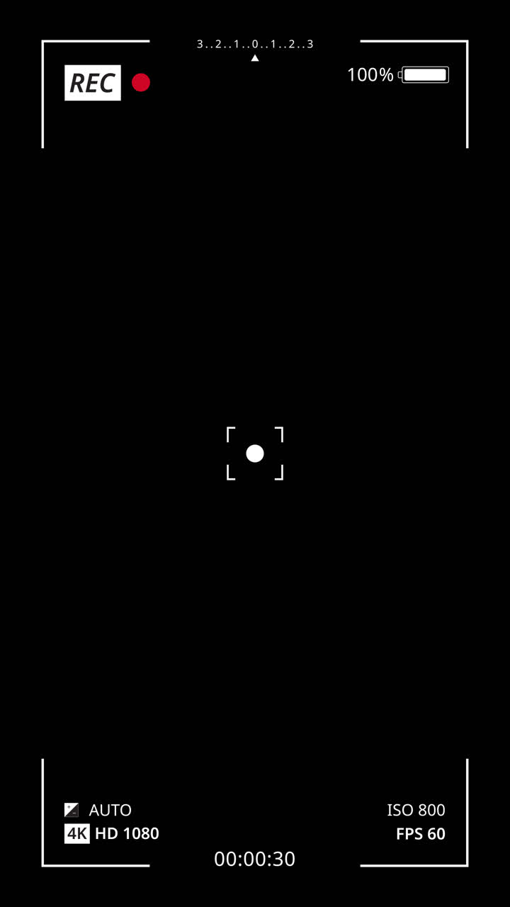Digital Camera Recording Interface Overlay on Black Screen