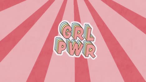 animation of girl power text over pink background