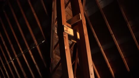 wooden supports in an old abandoned structures attic